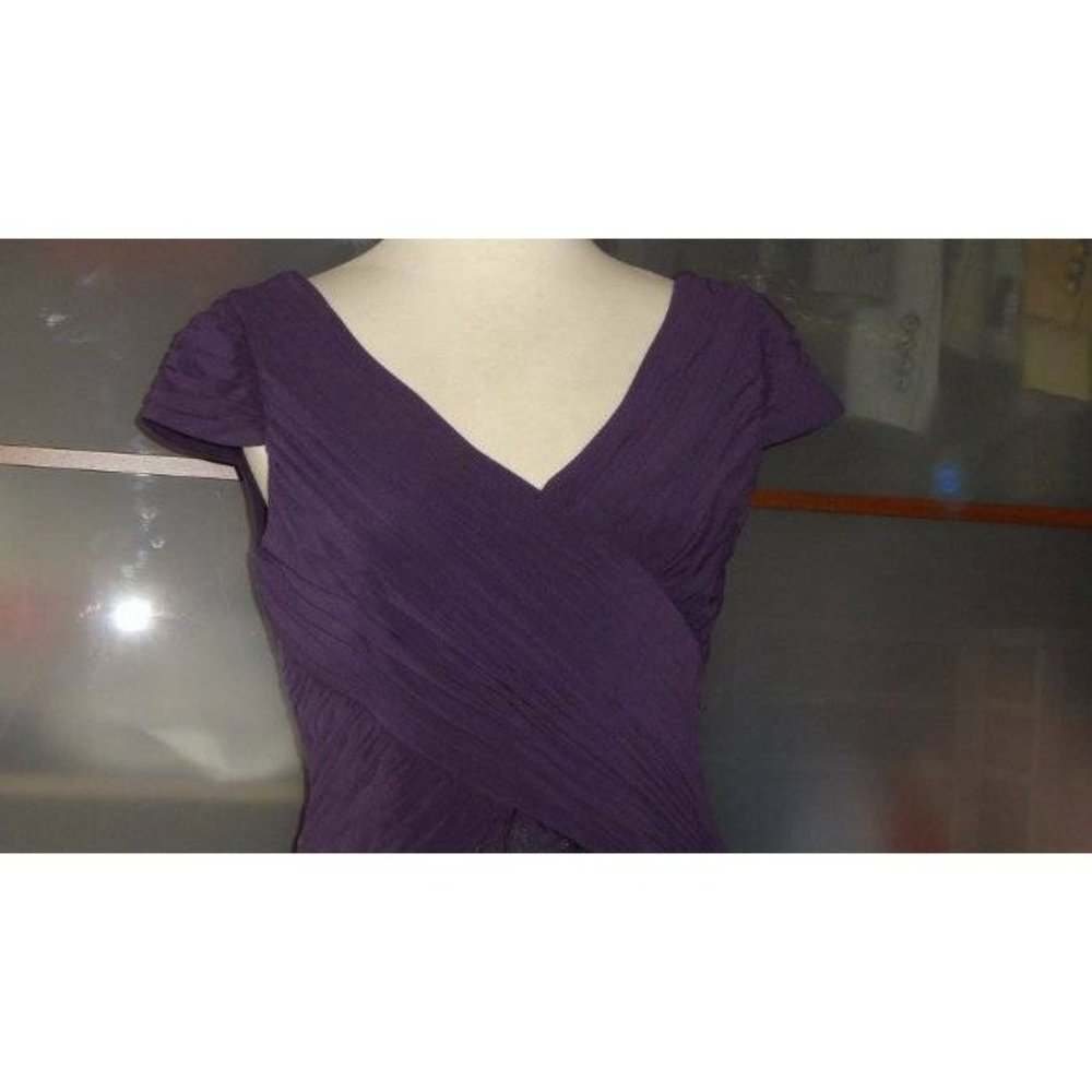 Adrianna Papell Purple Jersey Taffeta Shutter Pleat Dress 8 NEW - Picture 6 of 10